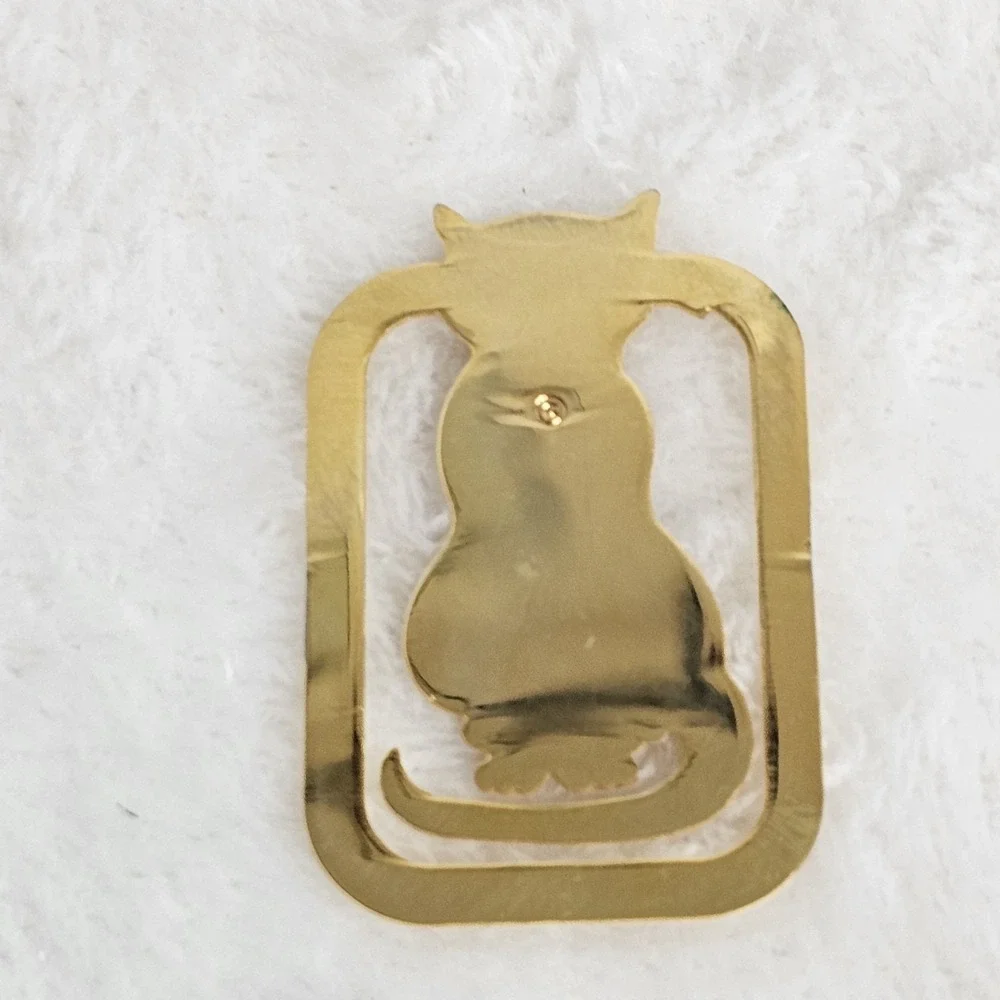 Gold Tone Cat Money Clip Book Mark
